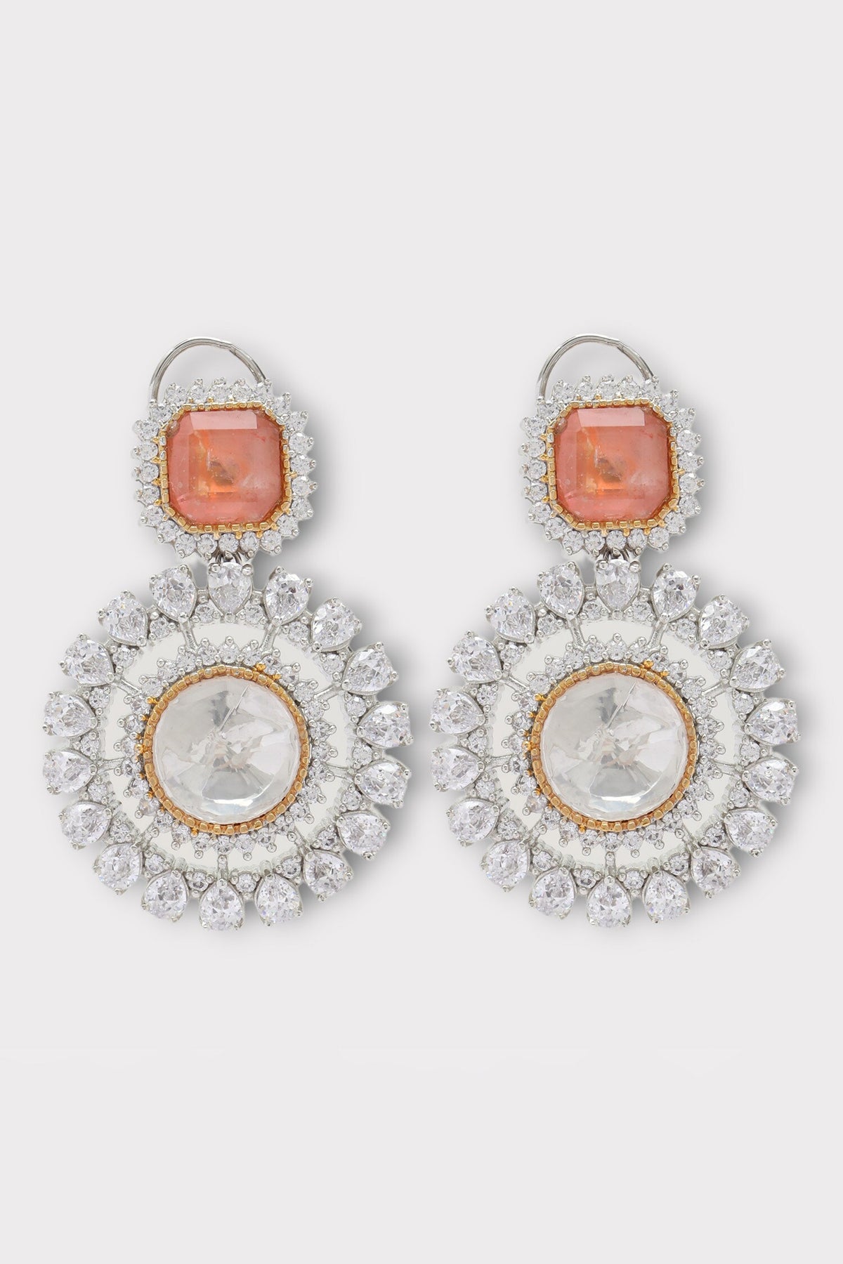 Poised Clear Polki Studded Earrings 