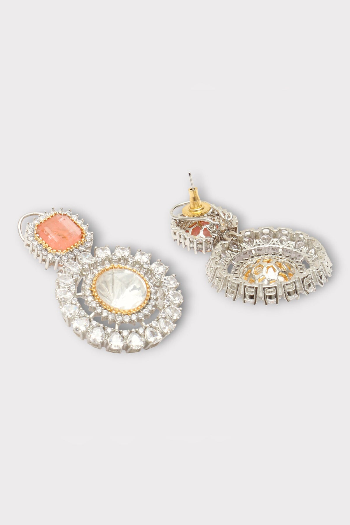 Poised Clear Polki Studded Earrings 