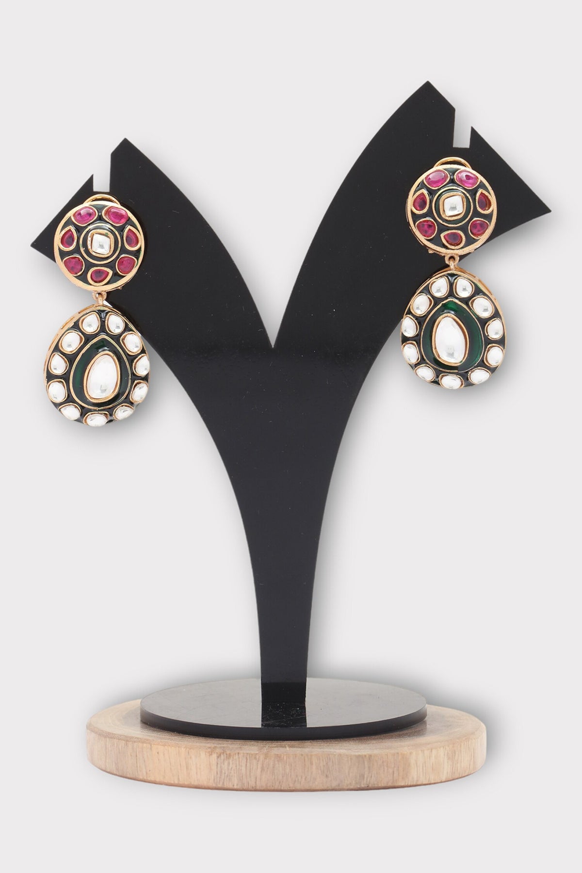 Grace Polki Studded Drop Pattern Earrings 