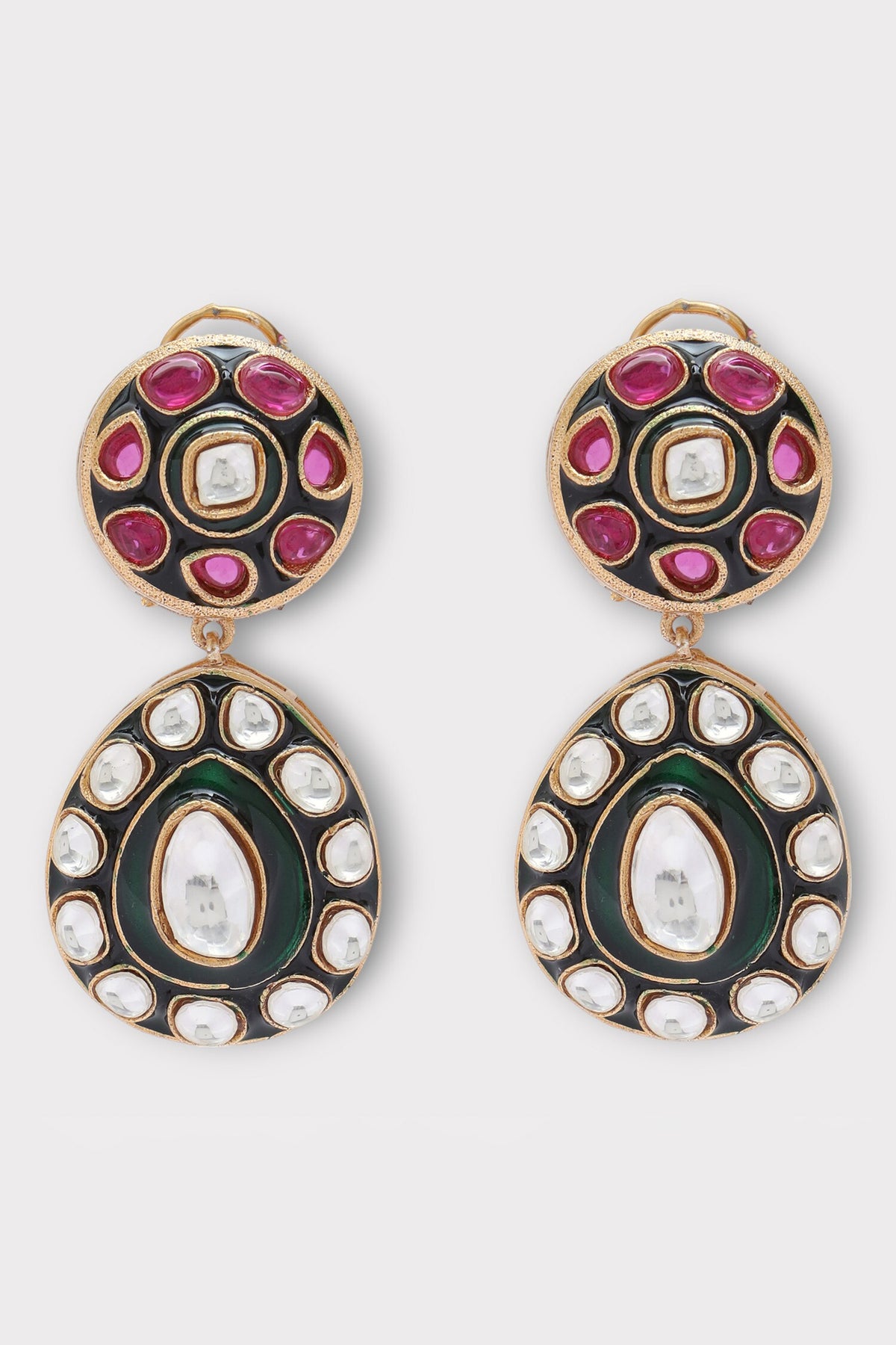 Grace Polki Studded Drop Pattern Earrings 