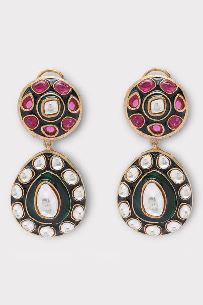Grace Polki Studded Drop Pattern Earrings 