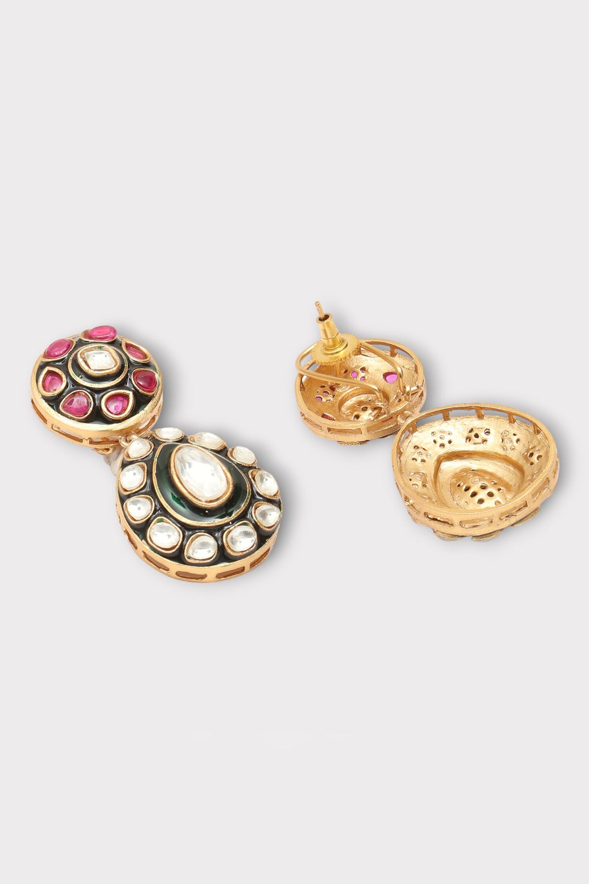 Grace Polki Studded Drop Pattern Earrings 