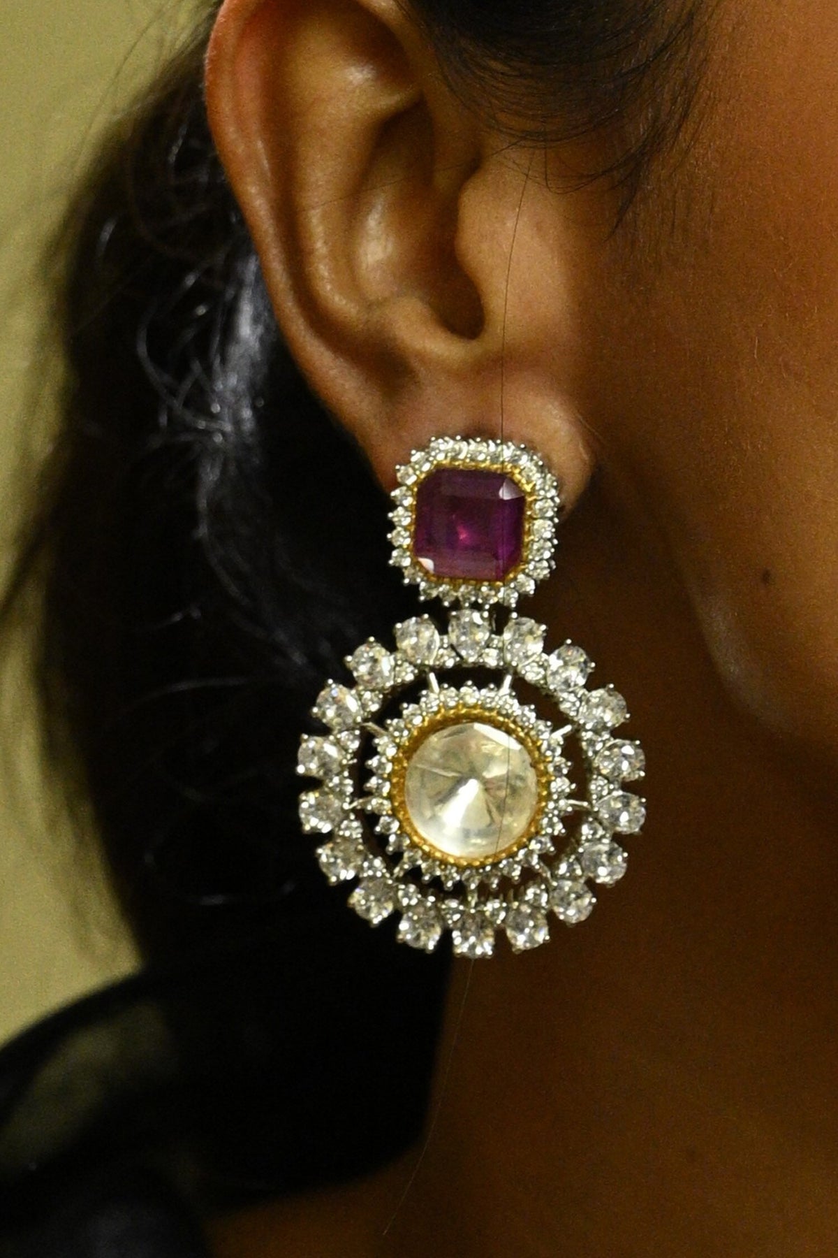 Intense Polki Studded Floral Earrings 