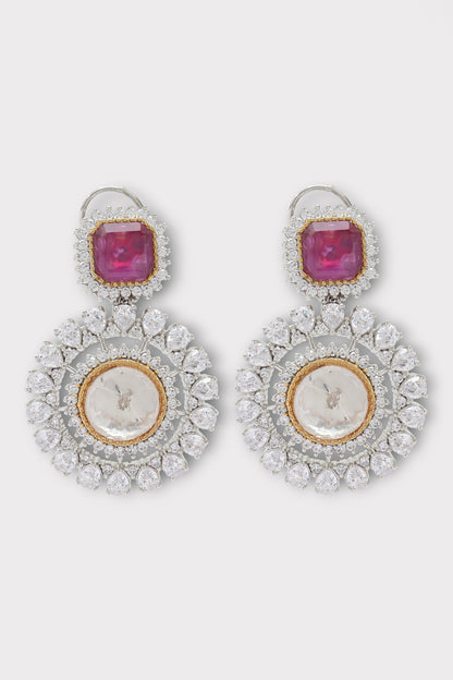 Intense Polki Studded Floral Earrings 