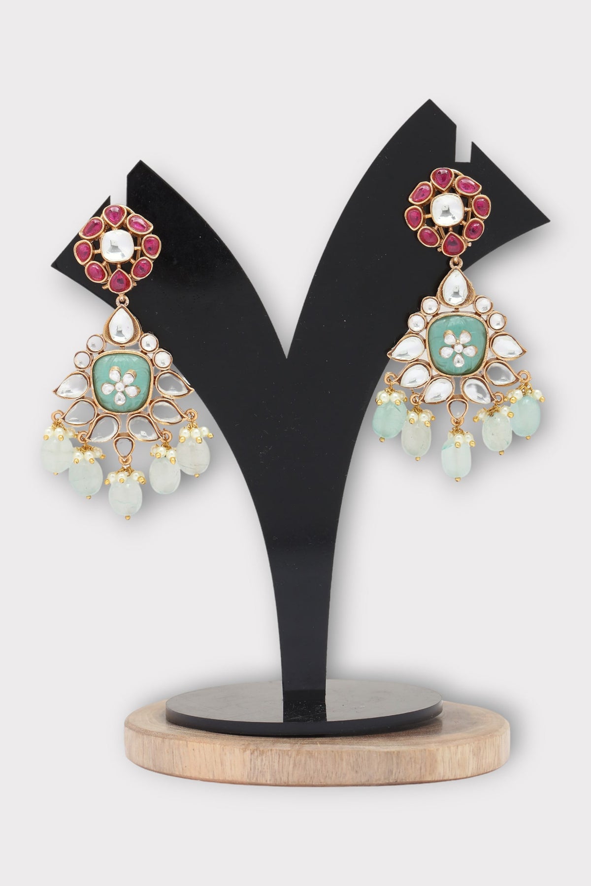 Capturing Floral Polki Studded Dangler Earrings 