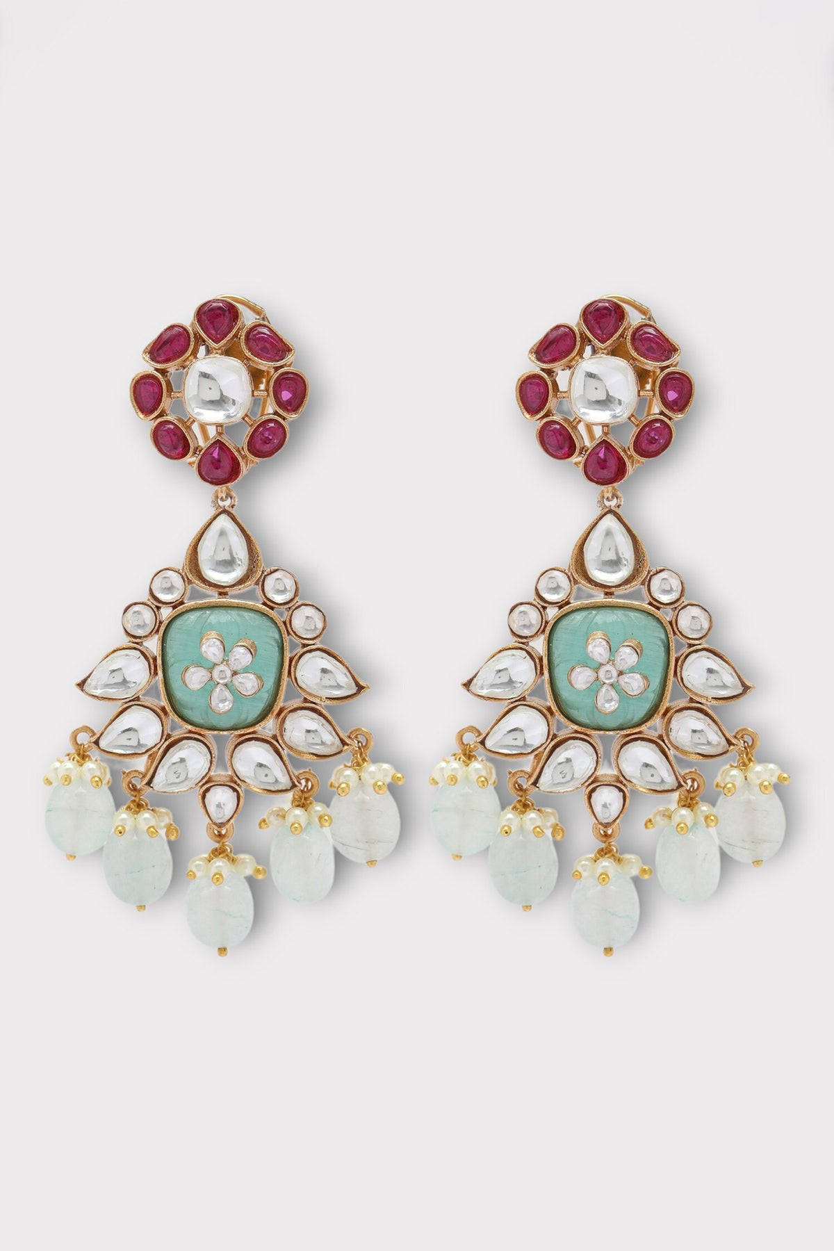 Capturing Floral Polki Studded Dangler Earrings 