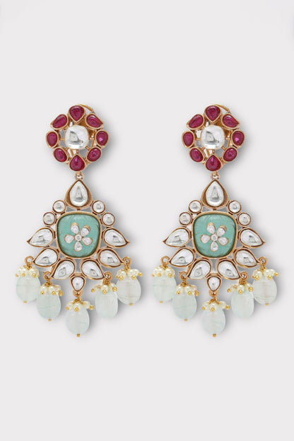 Capturing Floral Polki Studded Dangler Earrings 