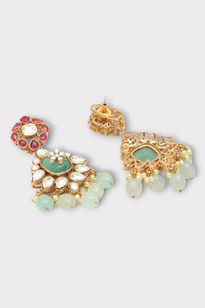 Capturing Floral Polki Studded Dangler Earrings 