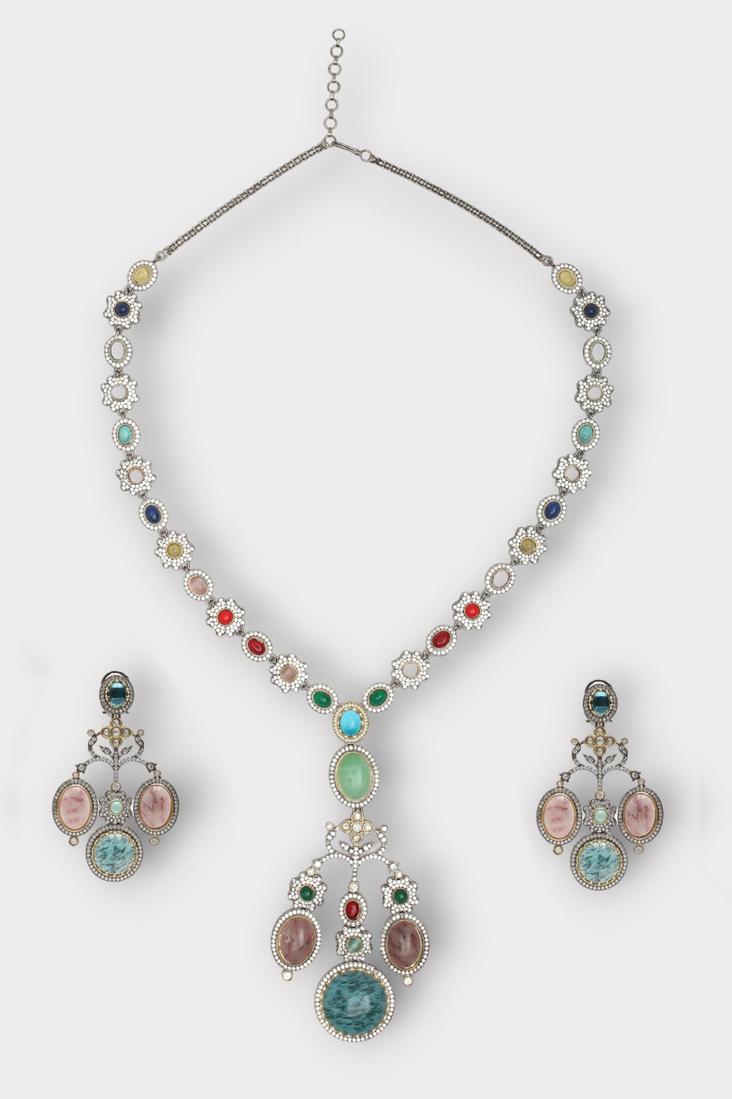 Floral Vine Stone Studded Necklace Set 