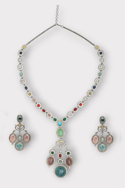 Floral Vine Stone Studded Necklace Set 