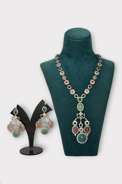 Floral Vine Stone Studded Necklace Set 