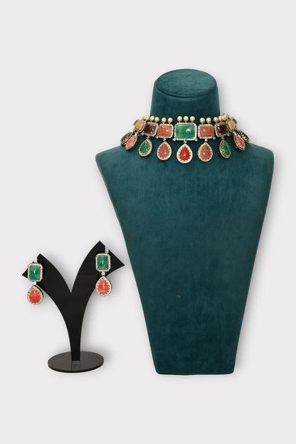 Captivating Stone Studded Choker Set 