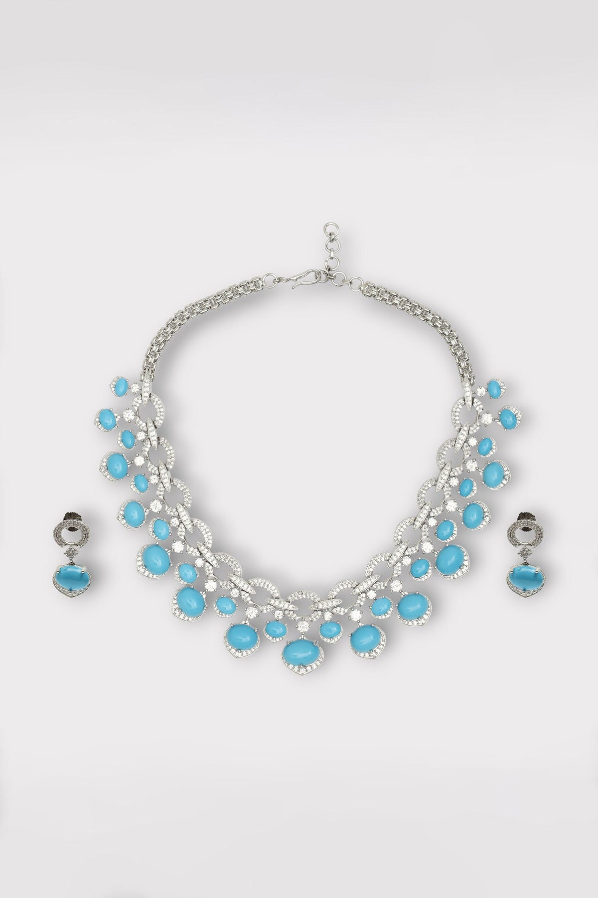 Diamond Stone Studded Interlinked Necklace Set 