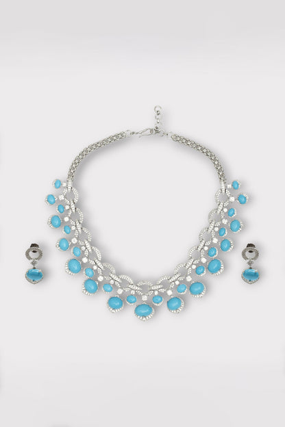 Diamond Stone Studded Interlinked Necklace Set 