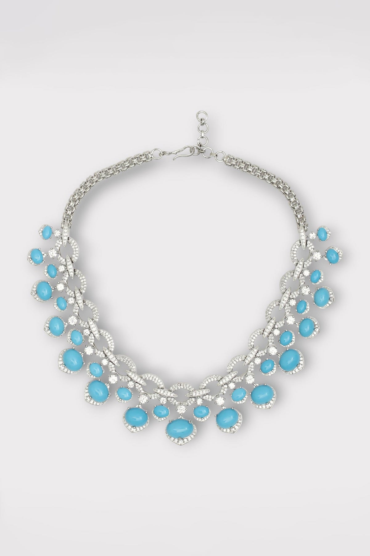 Diamond Stone Studded Interlinked Necklace Set 