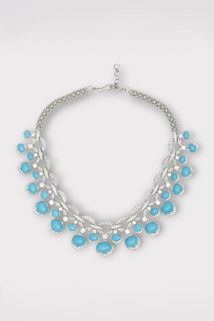 Diamond Stone Studded Interlinked Necklace Set 