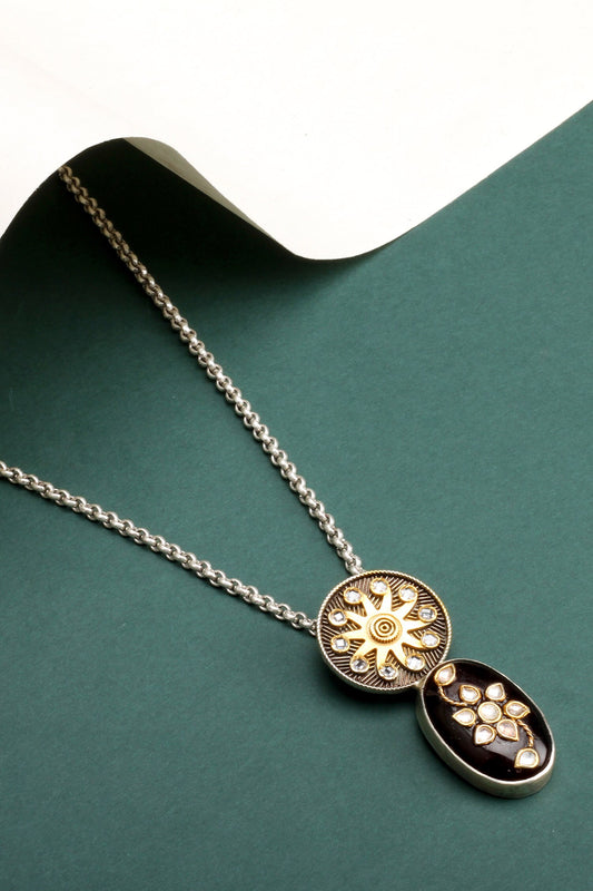 Tisha Swerve Flora Pendant Chain Necklace 