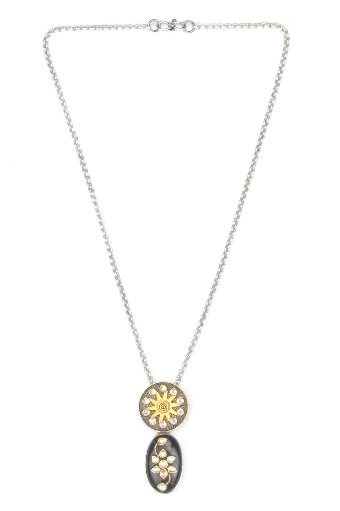 Tisha Swerve Flora Pendant Chain Necklace 