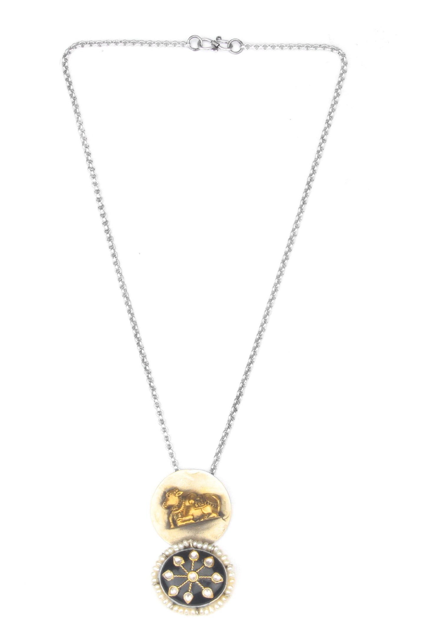 Abida Ox Motif Carved Pendant Necklace 