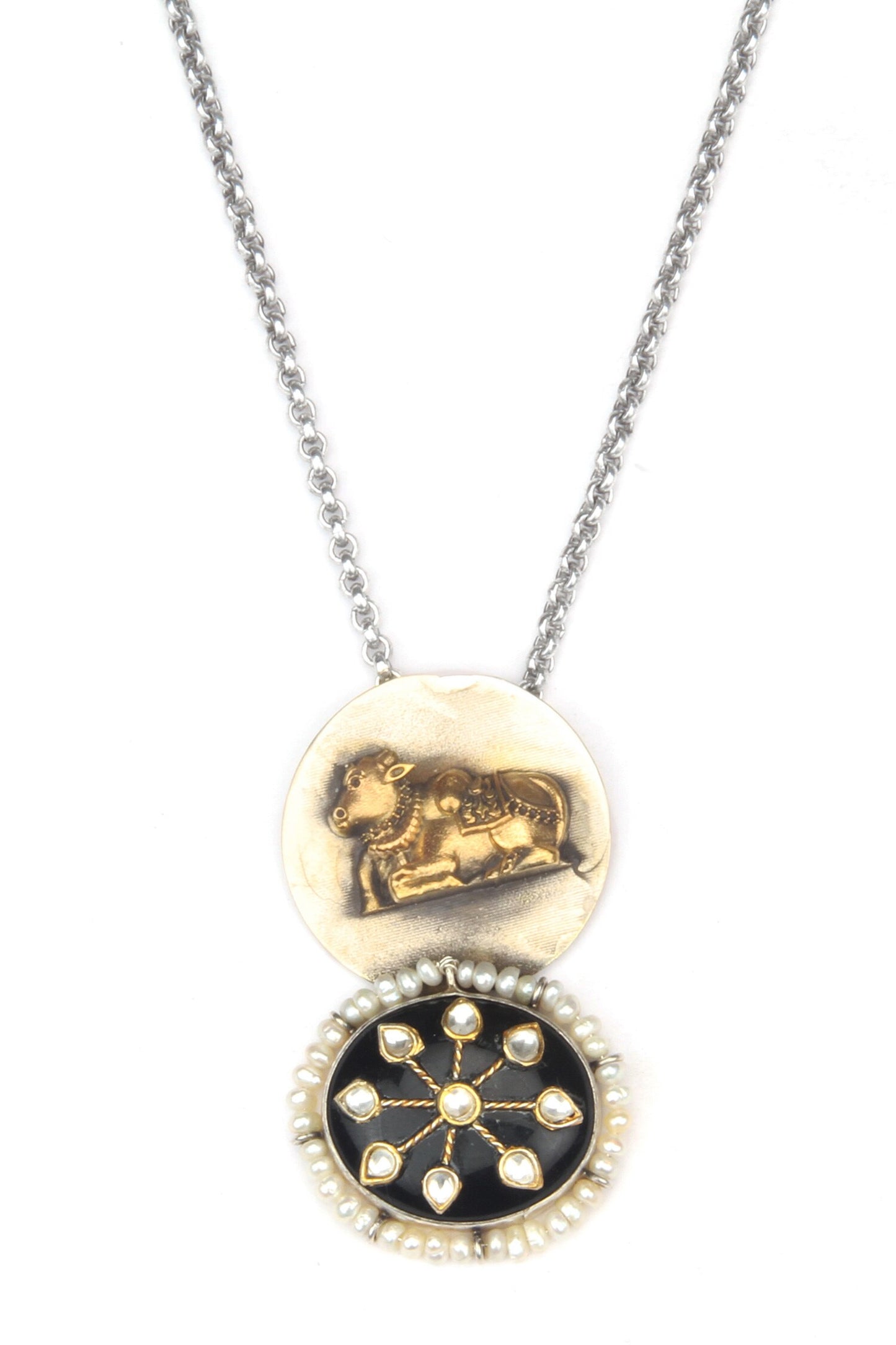 Abida Ox Motif Carved Pendant Necklace 