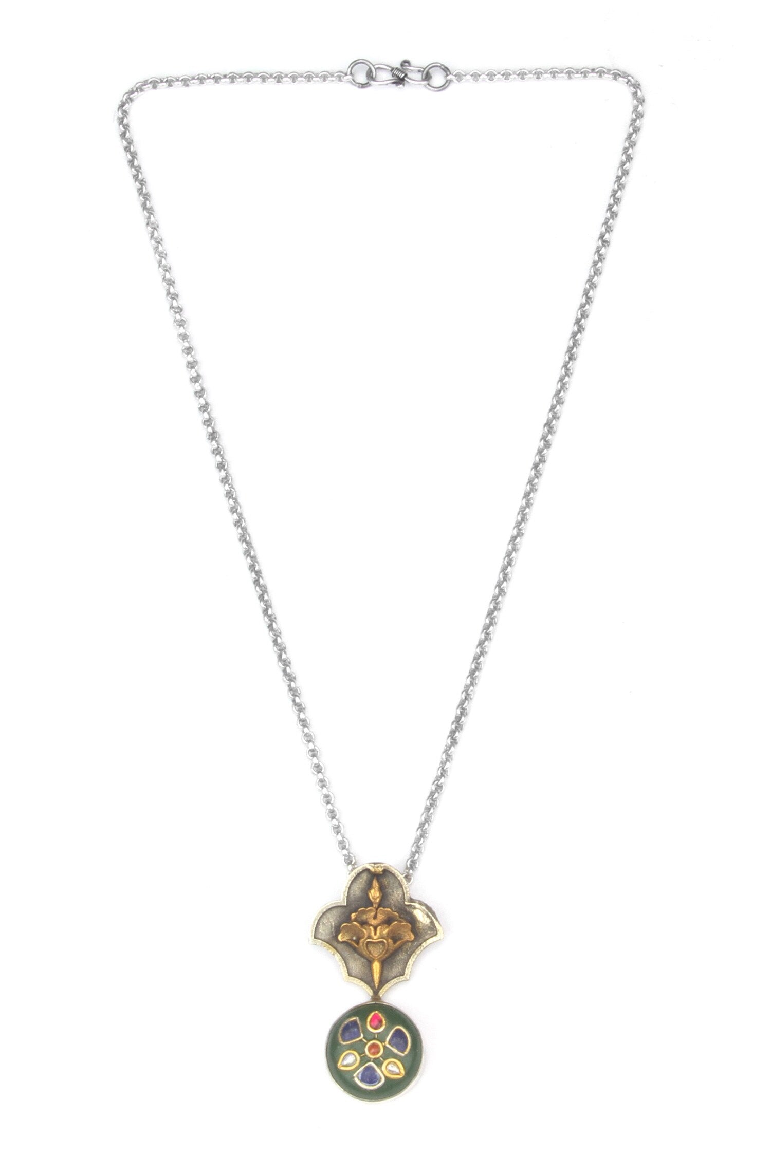 Aliza Floral Motif Carved Pendant Necklace 