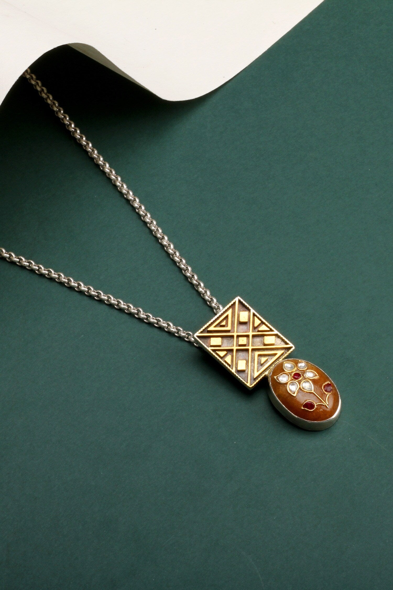 Angela Carved Pendant Necklace 