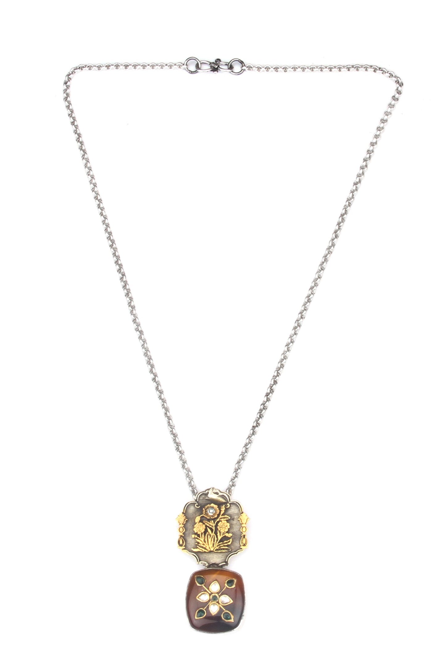Anjuli Charming Floral Carved Pendant Necklace 