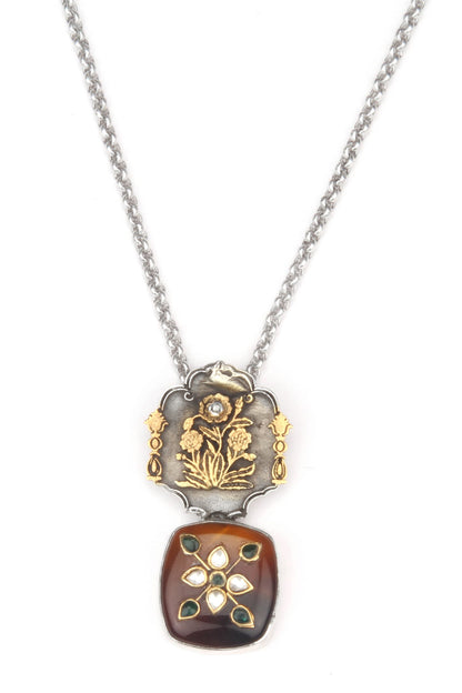 Anjuli Charming Floral Carved Pendant Necklace 