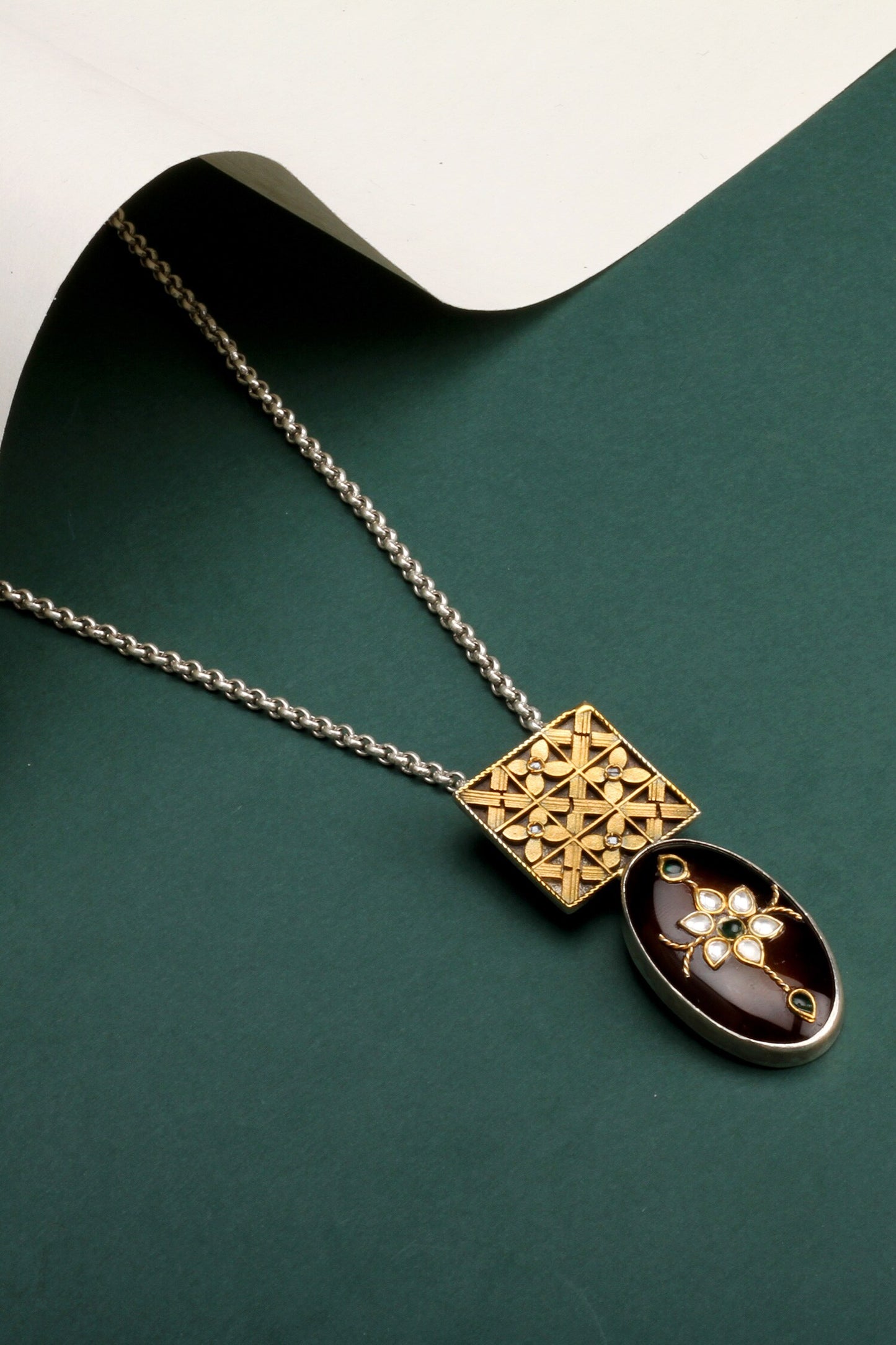 Banita Carved Pendant Necklace 