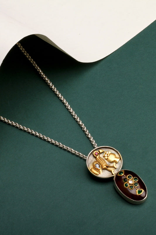 Bertine Carved Pendant Necklace 