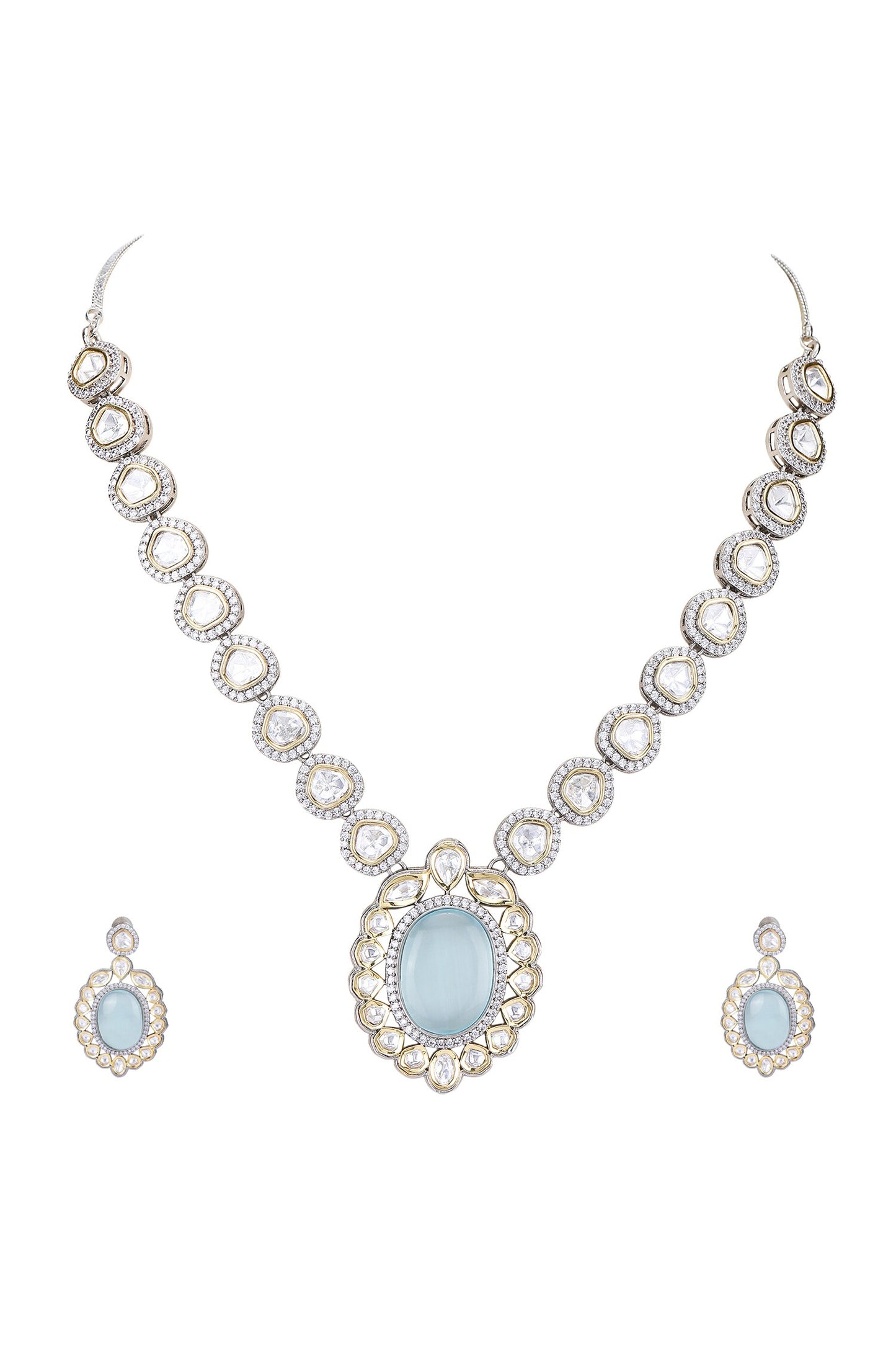 Rhodium Plated Embellished Necklace Set 