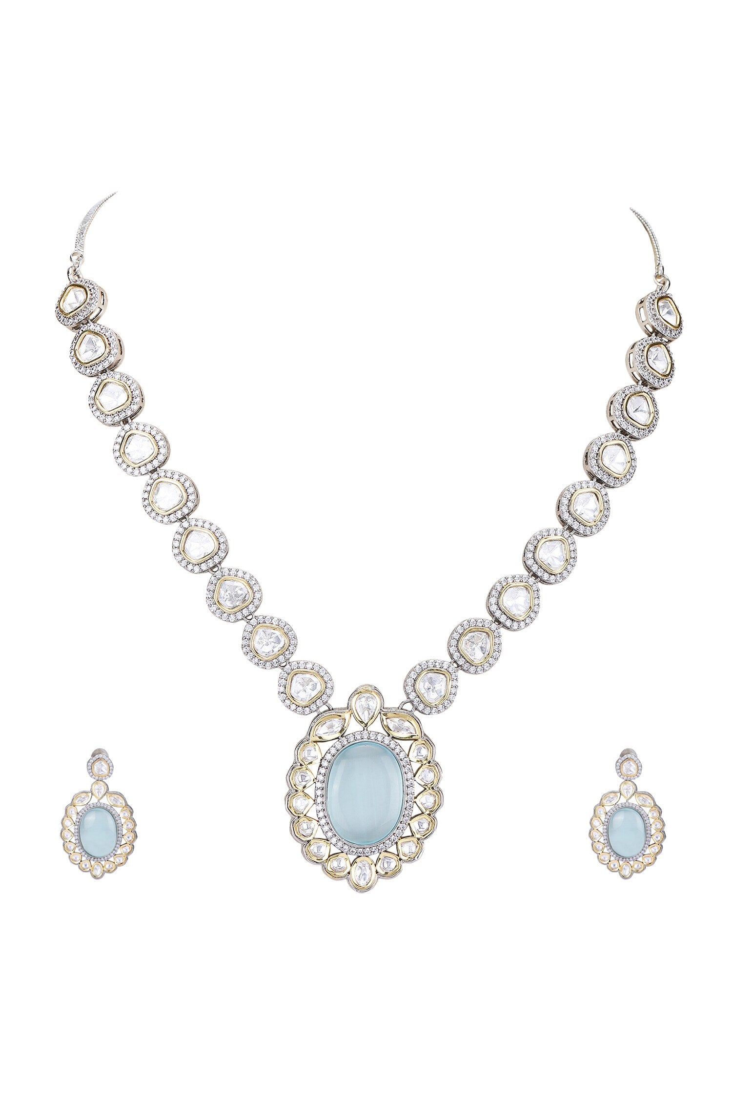 Rhodium Plated Embellished Necklace Set 