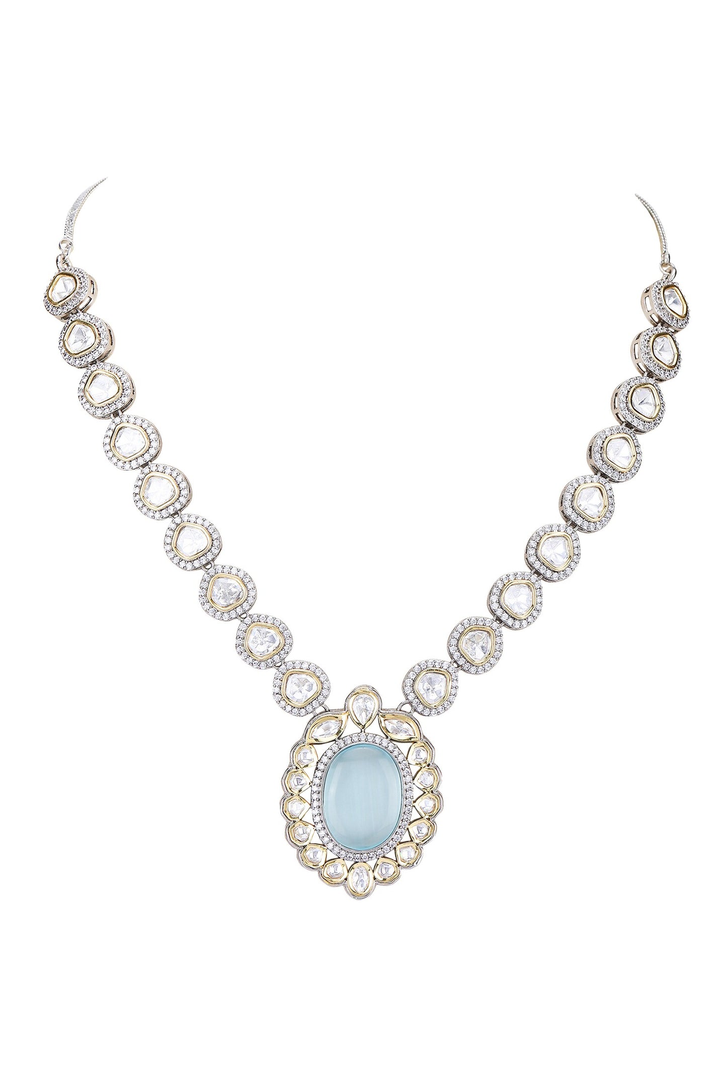 Rhodium Plated Embellished Necklace Set 