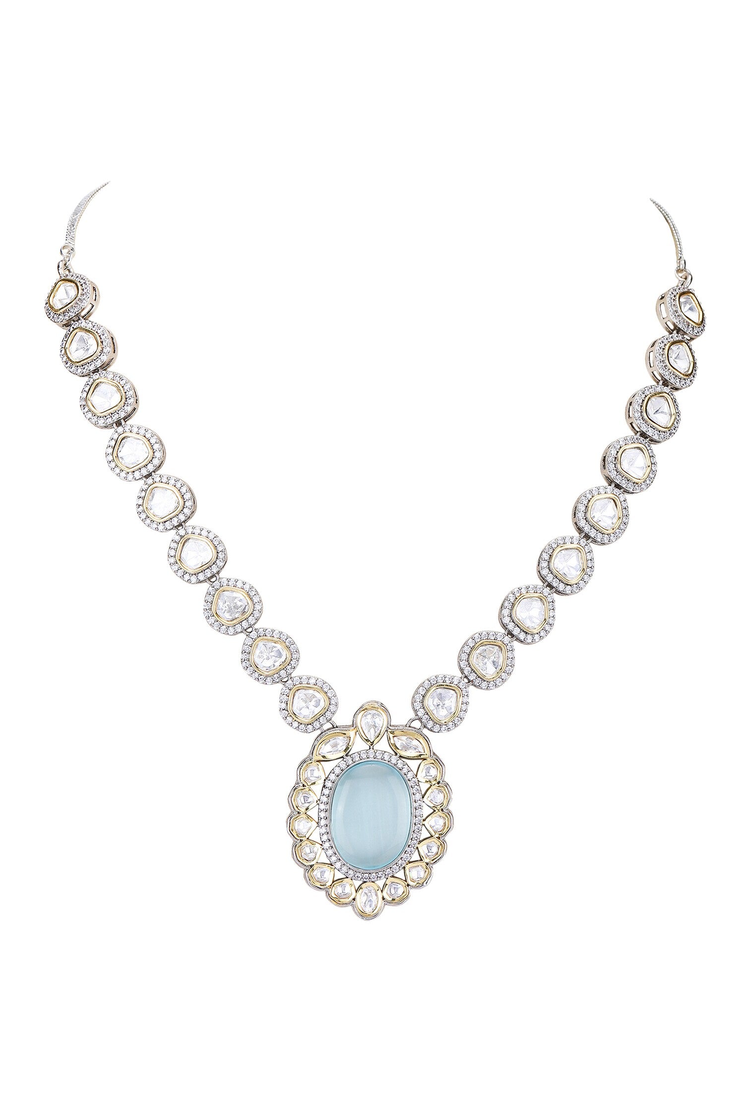 Rhodium Plated Embellished Necklace Set 