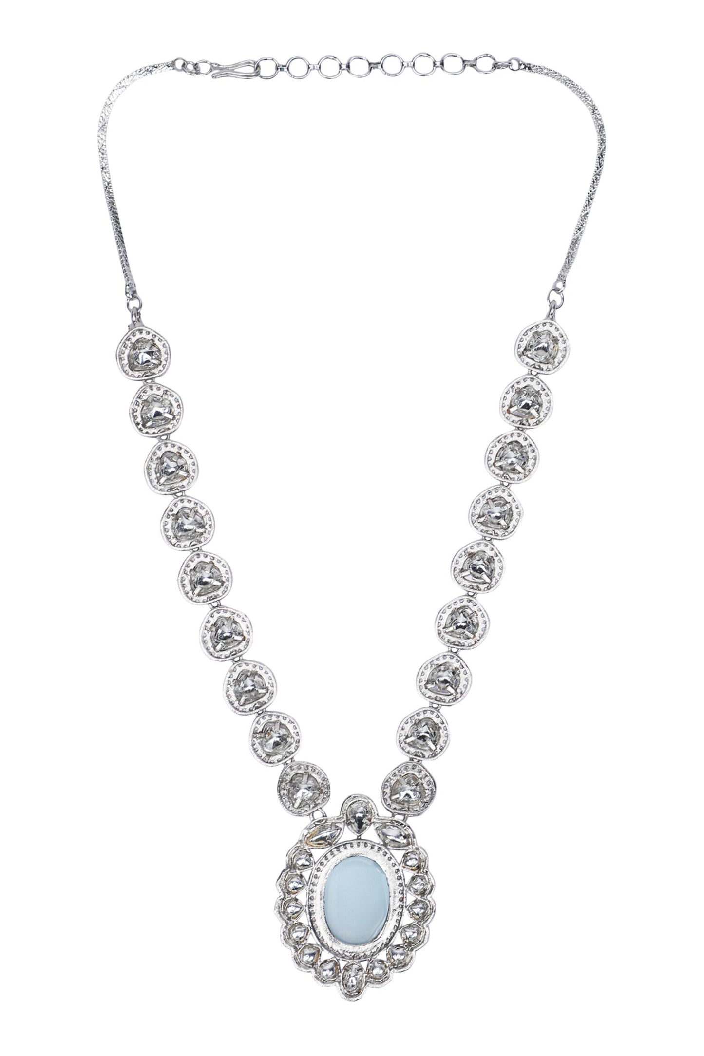Rhodium Plated Embellished Necklace Set 