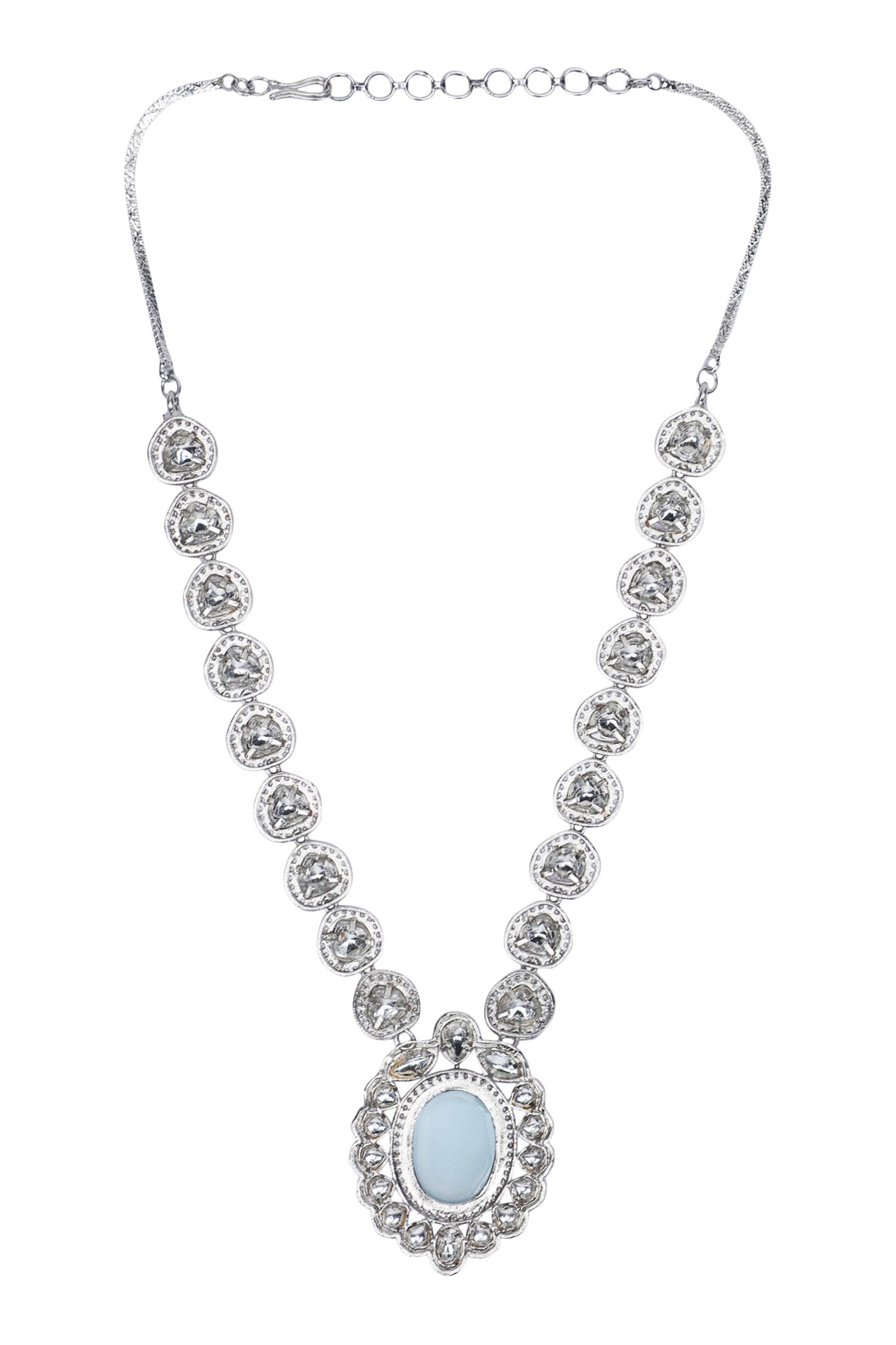 Rhodium Plated Embellished Necklace Set 