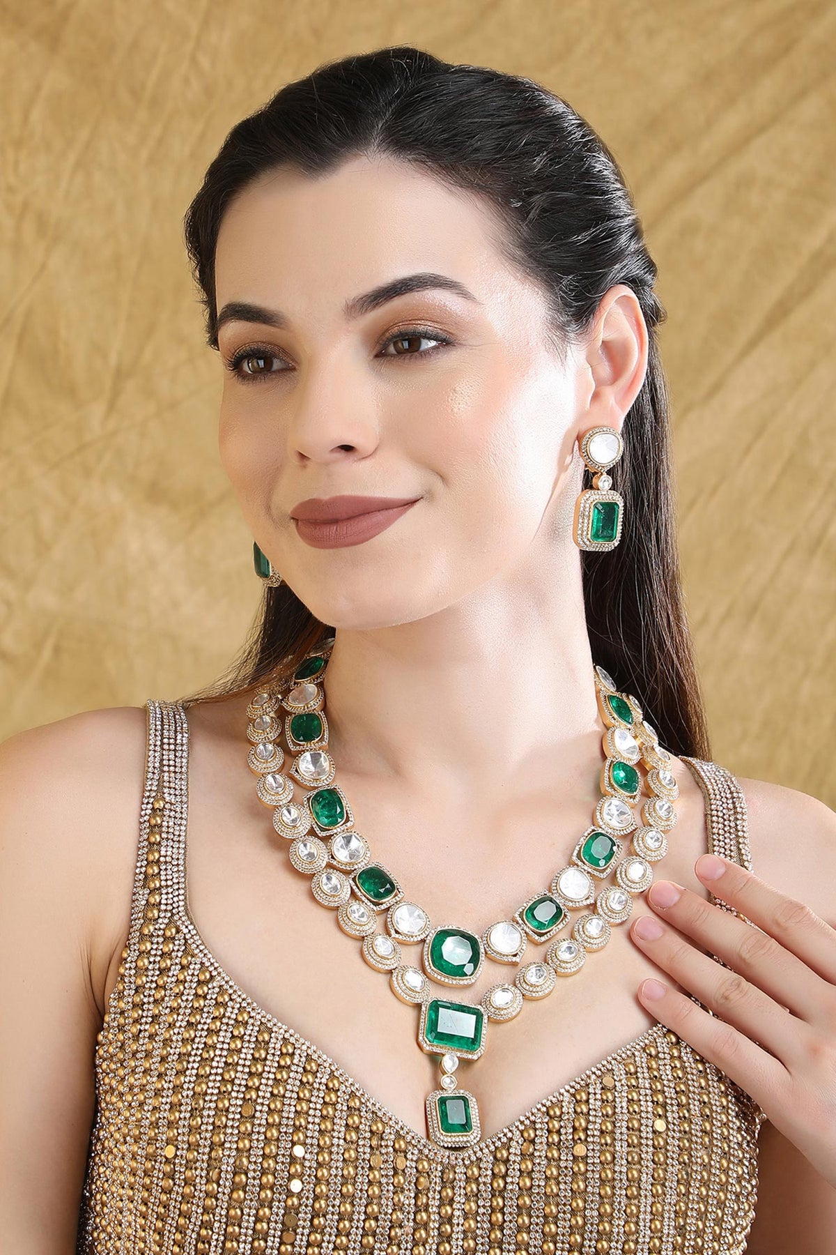 Double Layered Kundan Necklace Set 