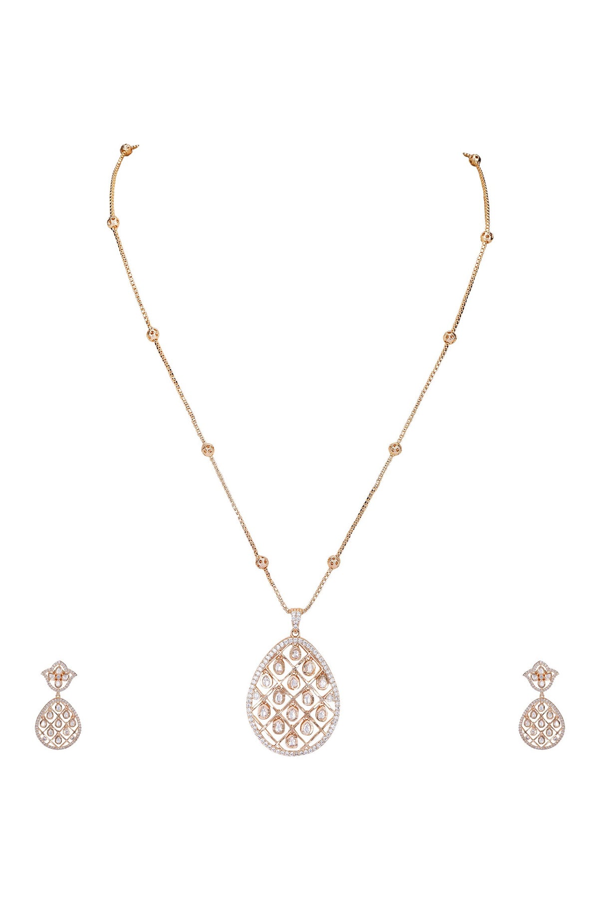 Jaali Drop Pendant Necklace Set 