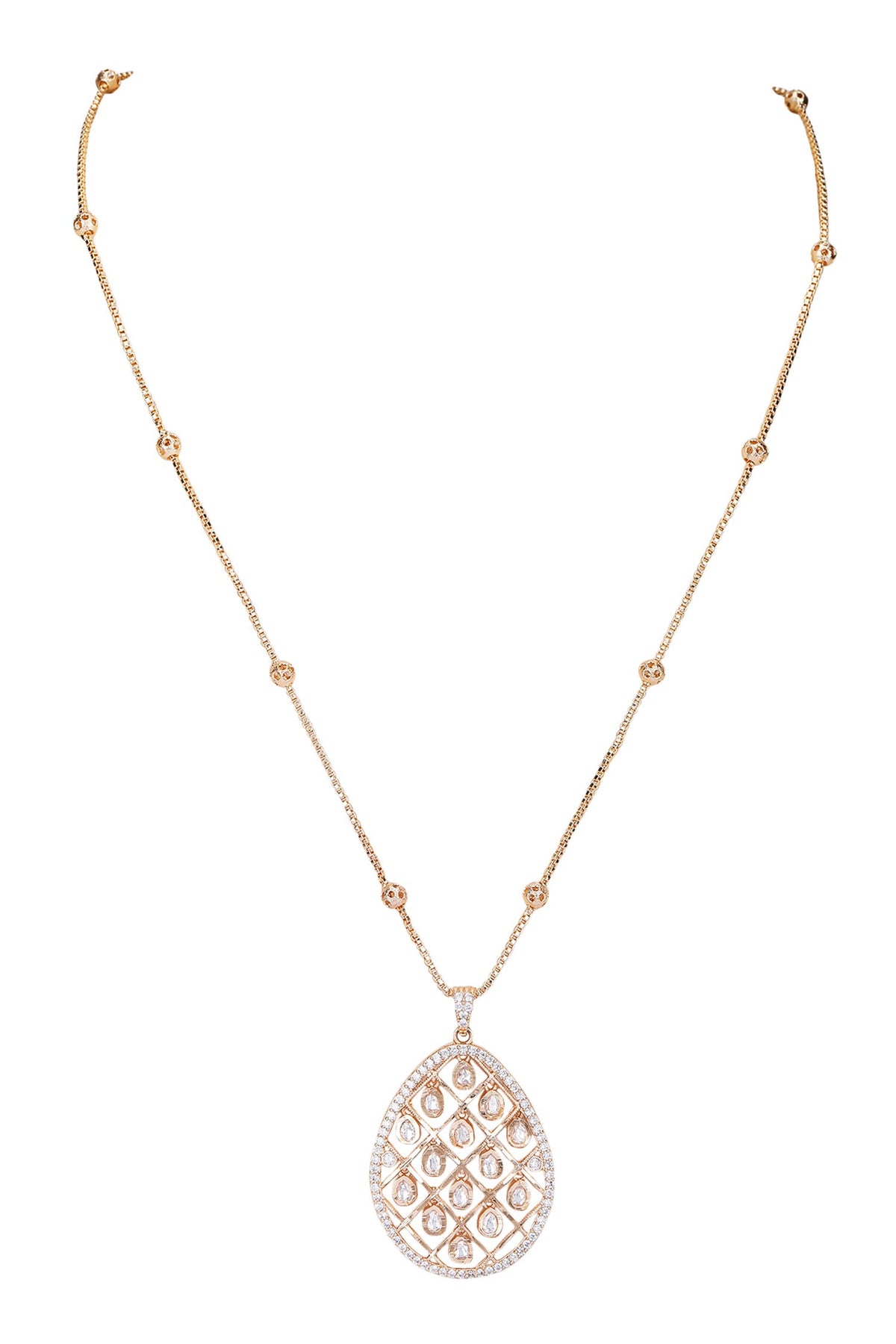 Jaali Drop Pendant Necklace Set 