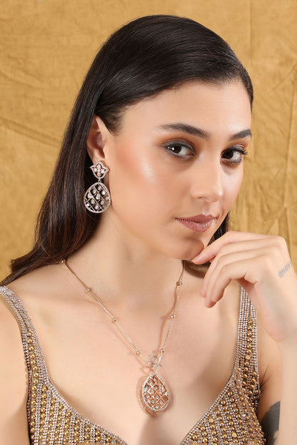 Jaali Drop Pendant Necklace Set 