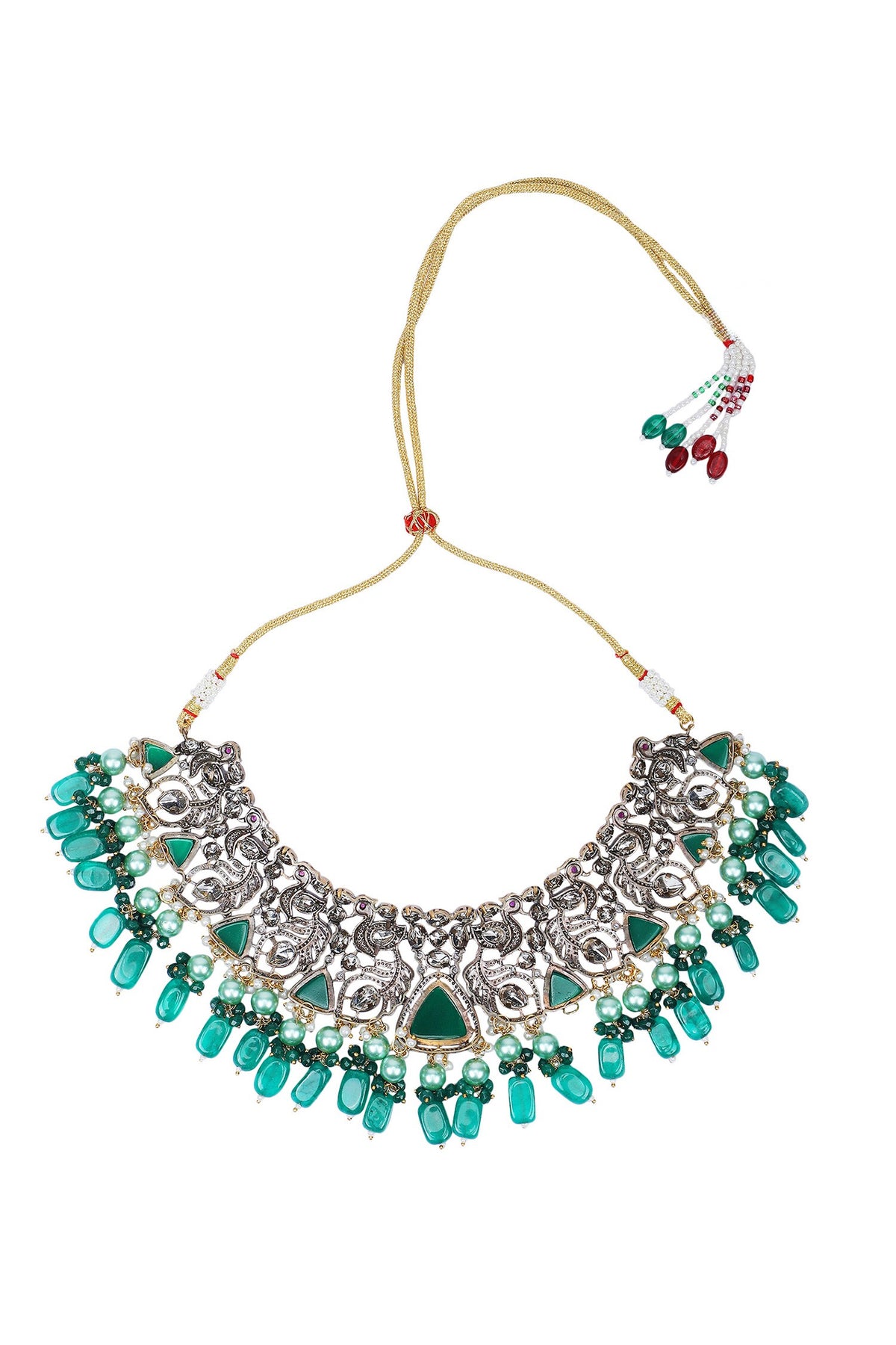Peacock Feather Embellished Necklace Set 