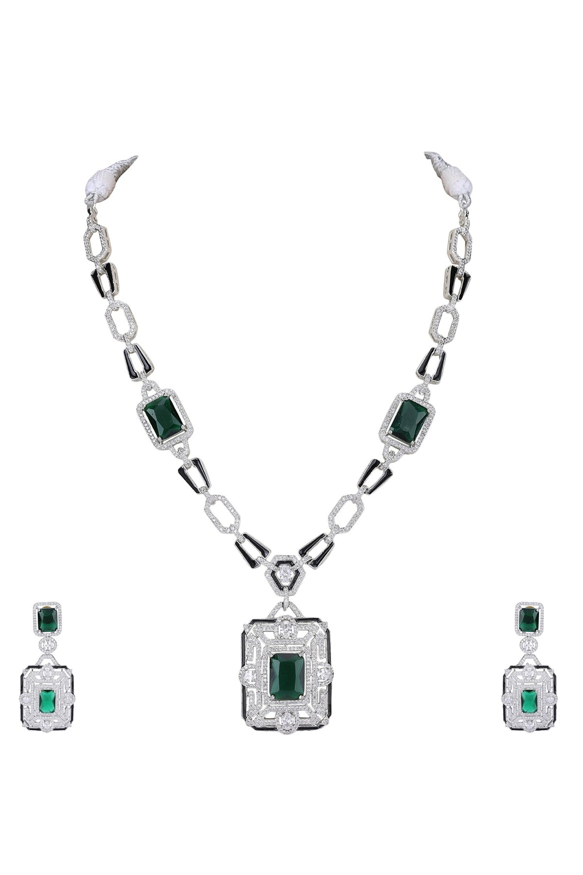 Geometric Cutwork Embellished Pendant Necklace 