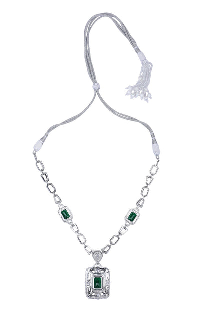Geometric Cutwork Embellished Pendant Necklace 