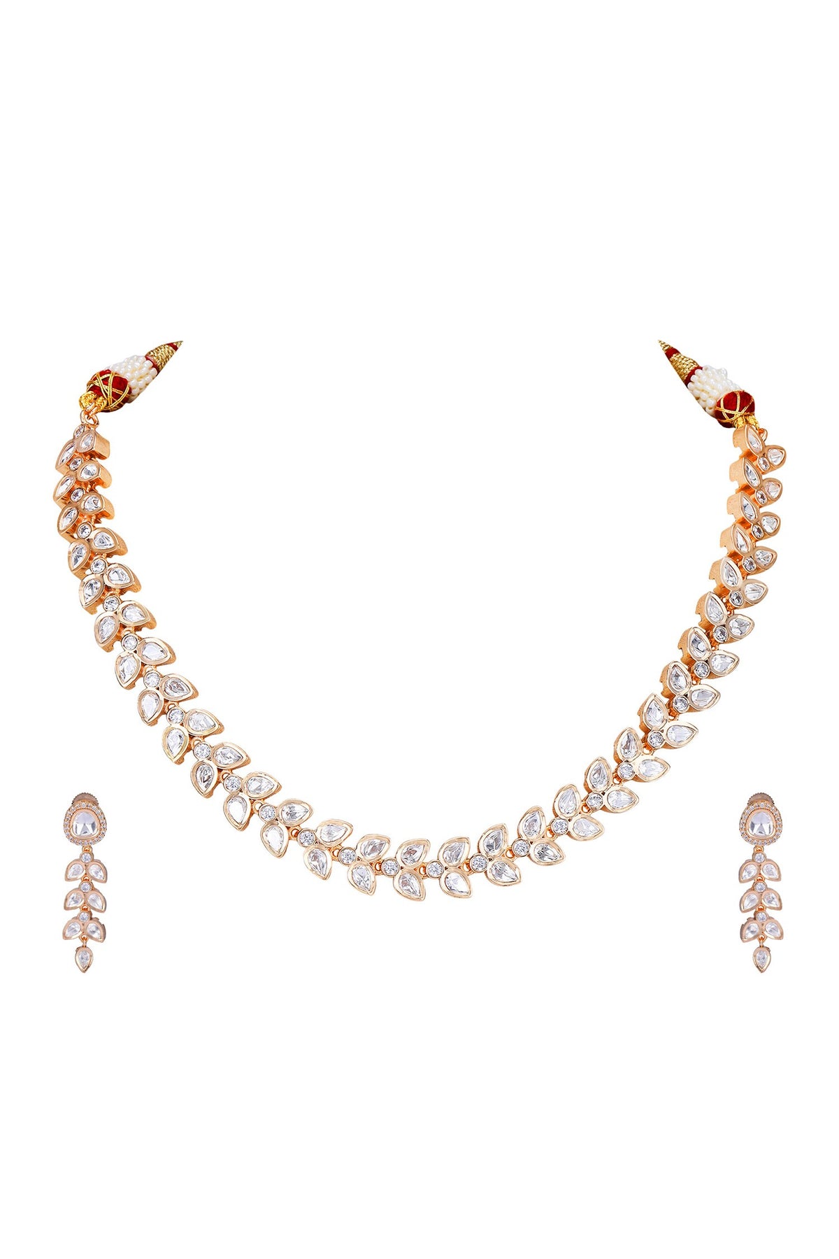 Kundan Leaf Embellished Necklace Set 