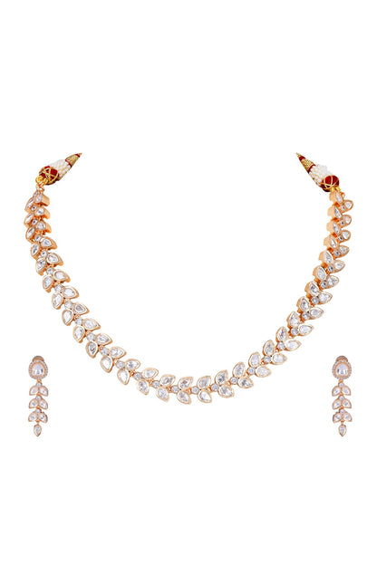 Kundan Leaf Embellished Necklace Set 