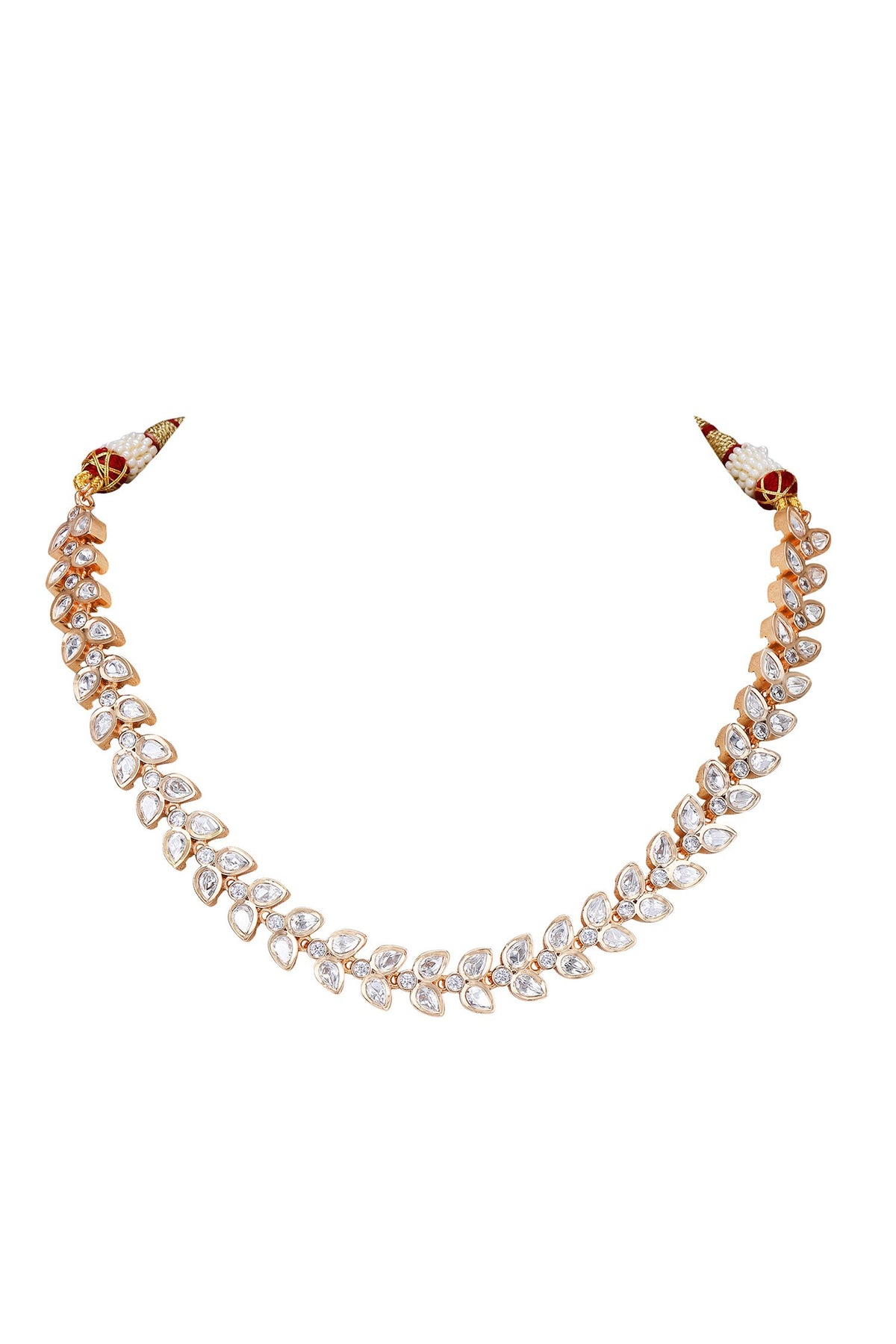 Kundan Leaf Embellished Necklace Set 