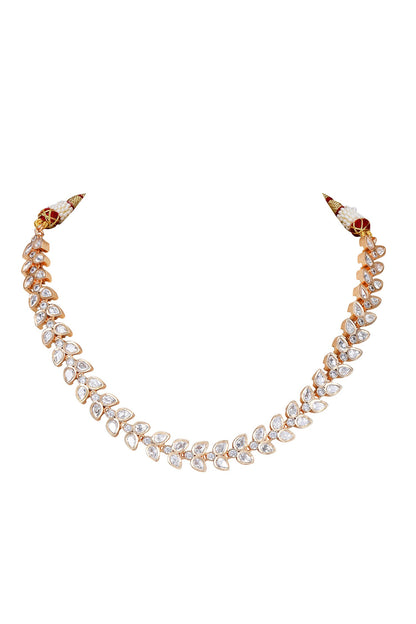 Kundan Leaf Embellished Necklace Set 