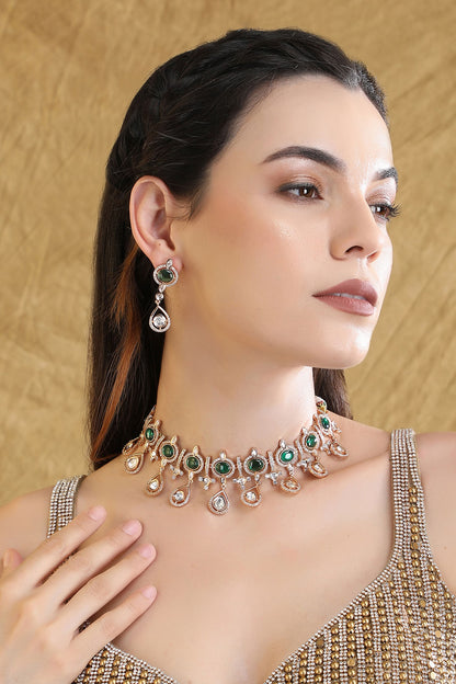 American Diamond Zircon Studded Necklace Set 