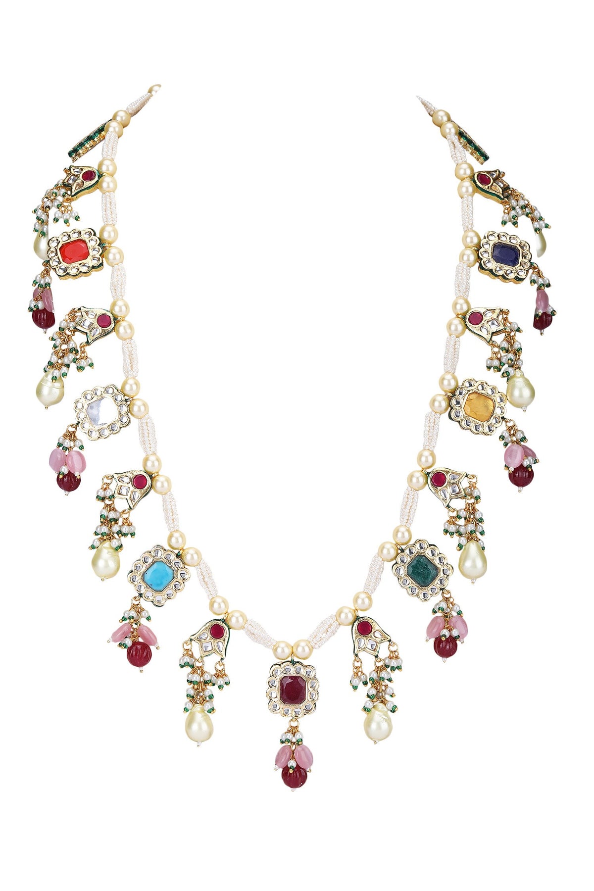 Navratna Stone Embellished Necklace Set 