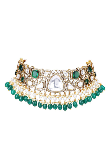 Kundan Embellished Choker & Earrings Set 